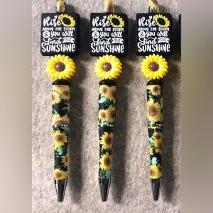 Pretty Sunflower themed Patterned Pen beaded gift positive quote